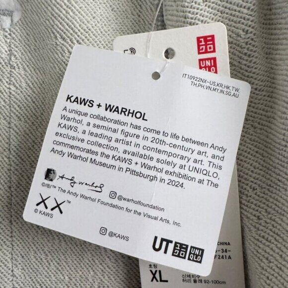 Uniqlo Kaws Warhol UT 2024 Collection Unisex Sweatpants Joggers Gray US XL - Picture 11 of 12